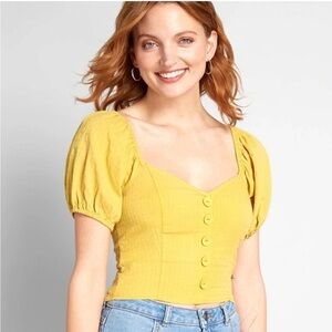 ModCloth prairie so puff sleeve crop top